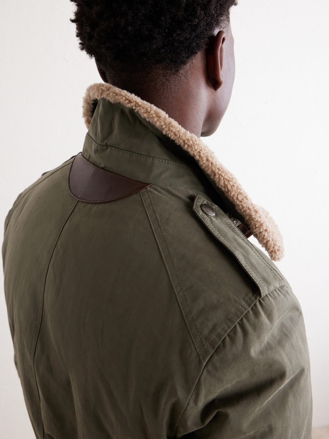 Shearling-Trimmed Padded Canvas Jacket