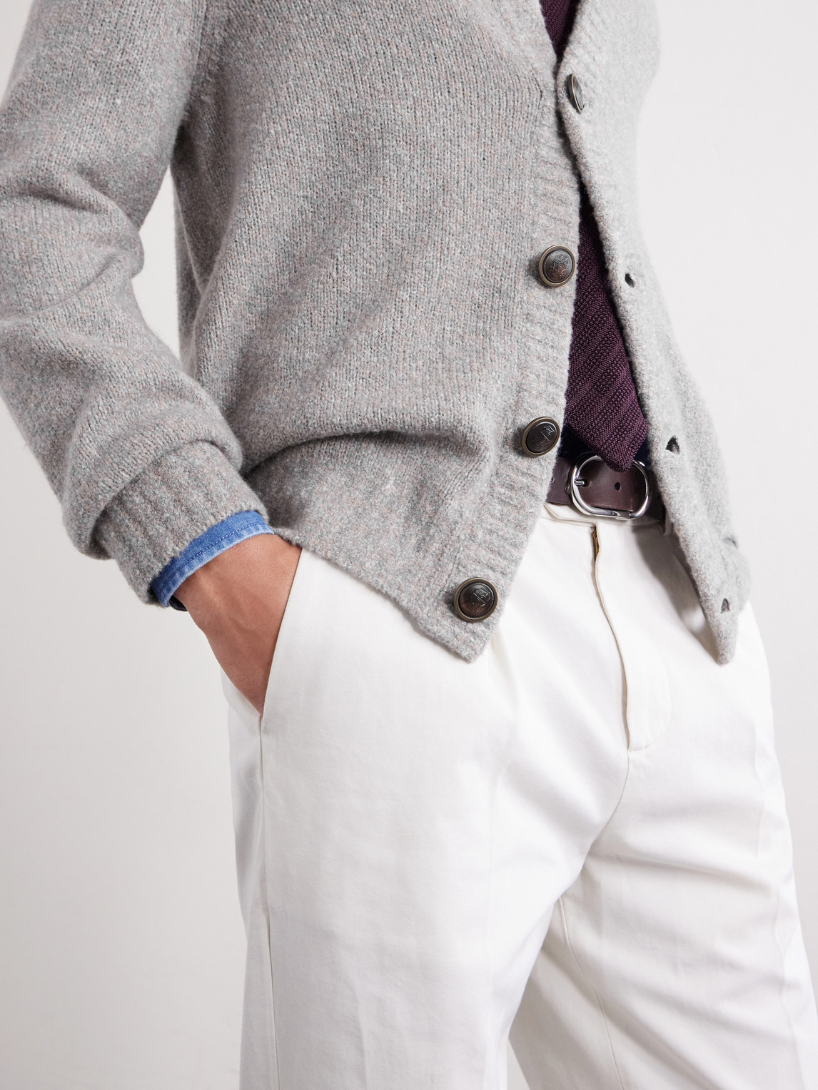 Virgin Wool, Silk And Cotton-Blend Cardigan