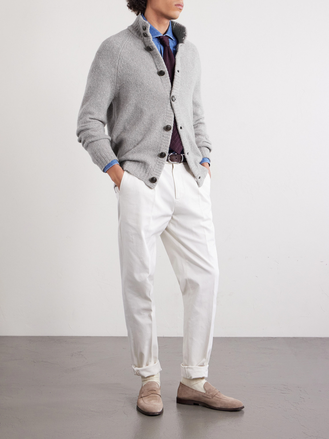 Virgin Wool, Silk And Cotton-Blend Cardigan
