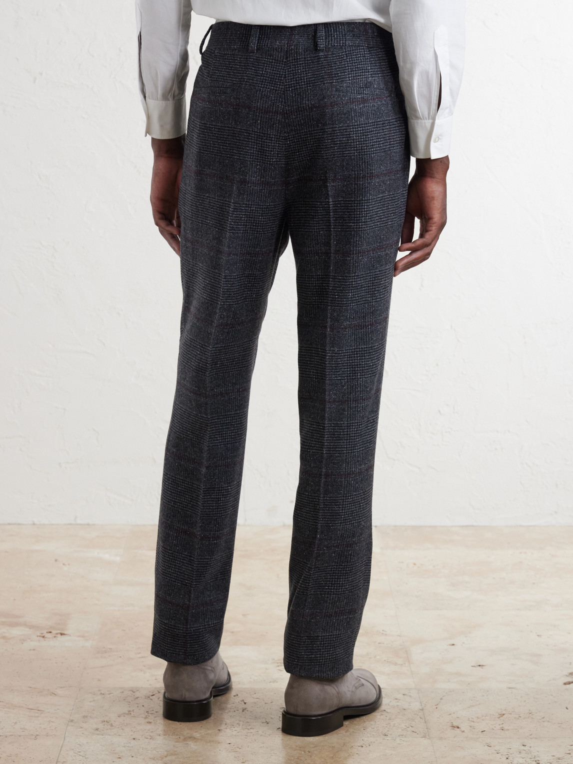Lesire Straight-Leg Pleated Checked Silk, Wool And Cashmere-Blend Suit Trousers