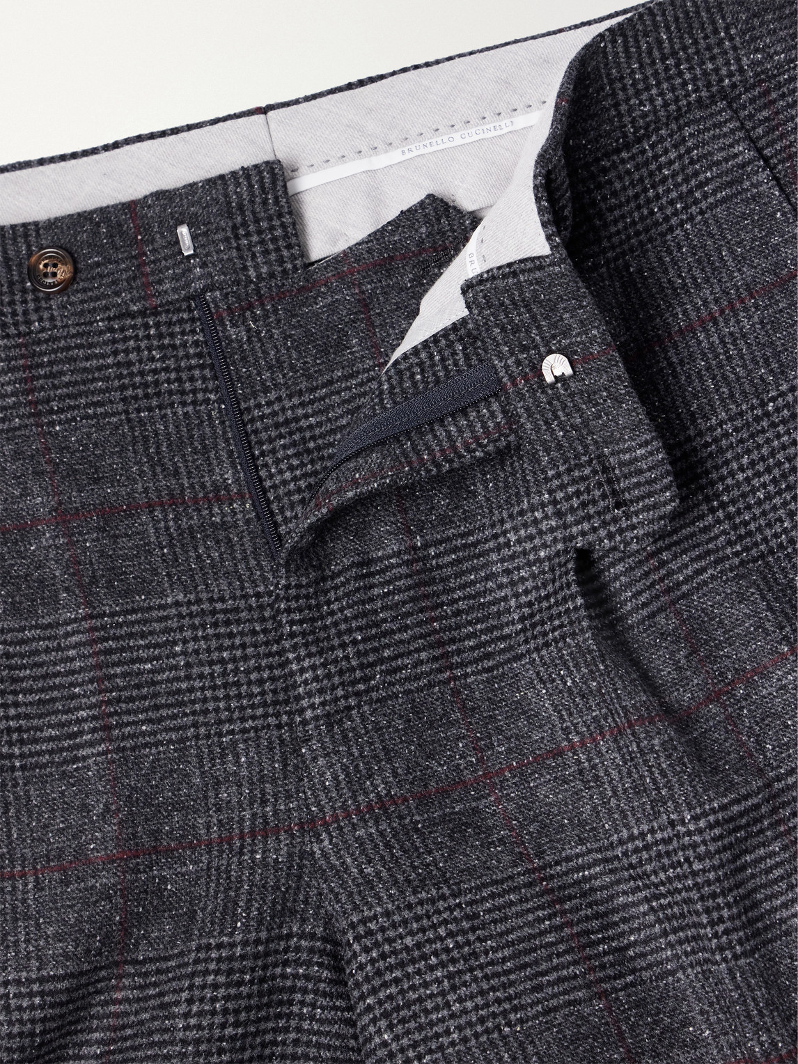Lesire Straight-Leg Pleated Checked Silk, Wool And Cashmere-Blend Suit Trousers