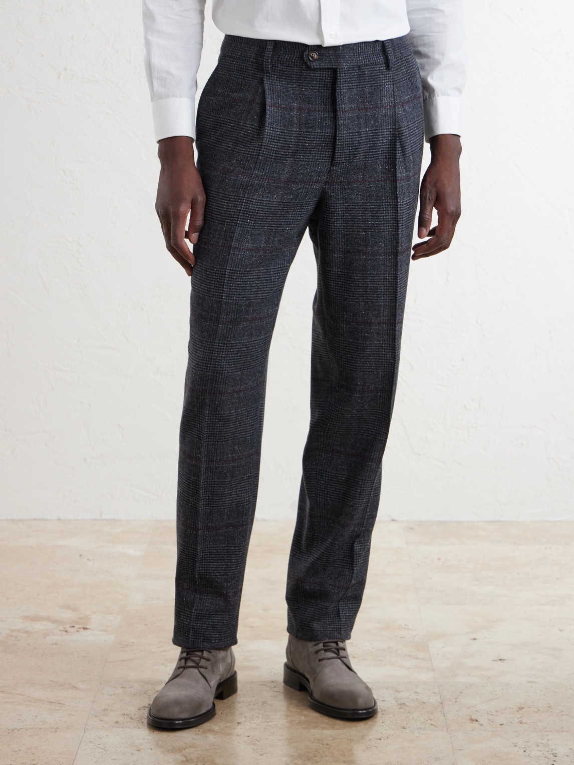 Lesire Straight-Leg Pleated Checked Silk, Wool And Cashmere-Blend Suit Trousers