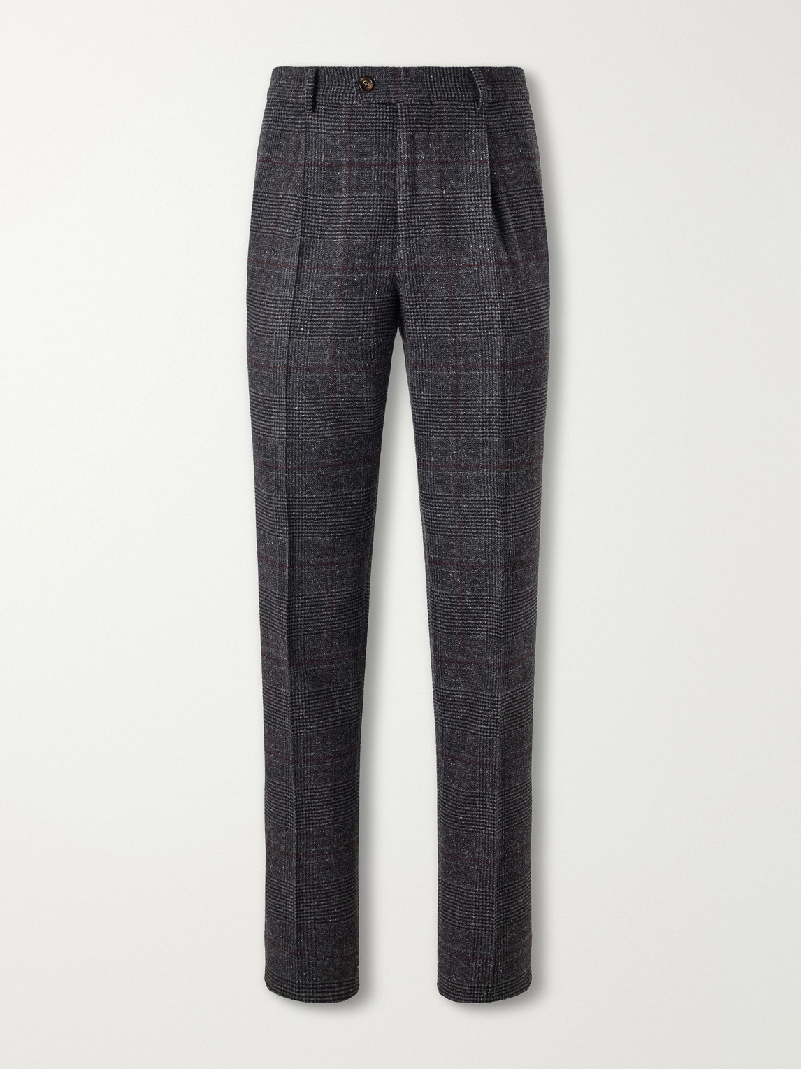 Lesire Straight-Leg Pleated Checked Silk, Wool And Cashmere-Blend Suit Trousers