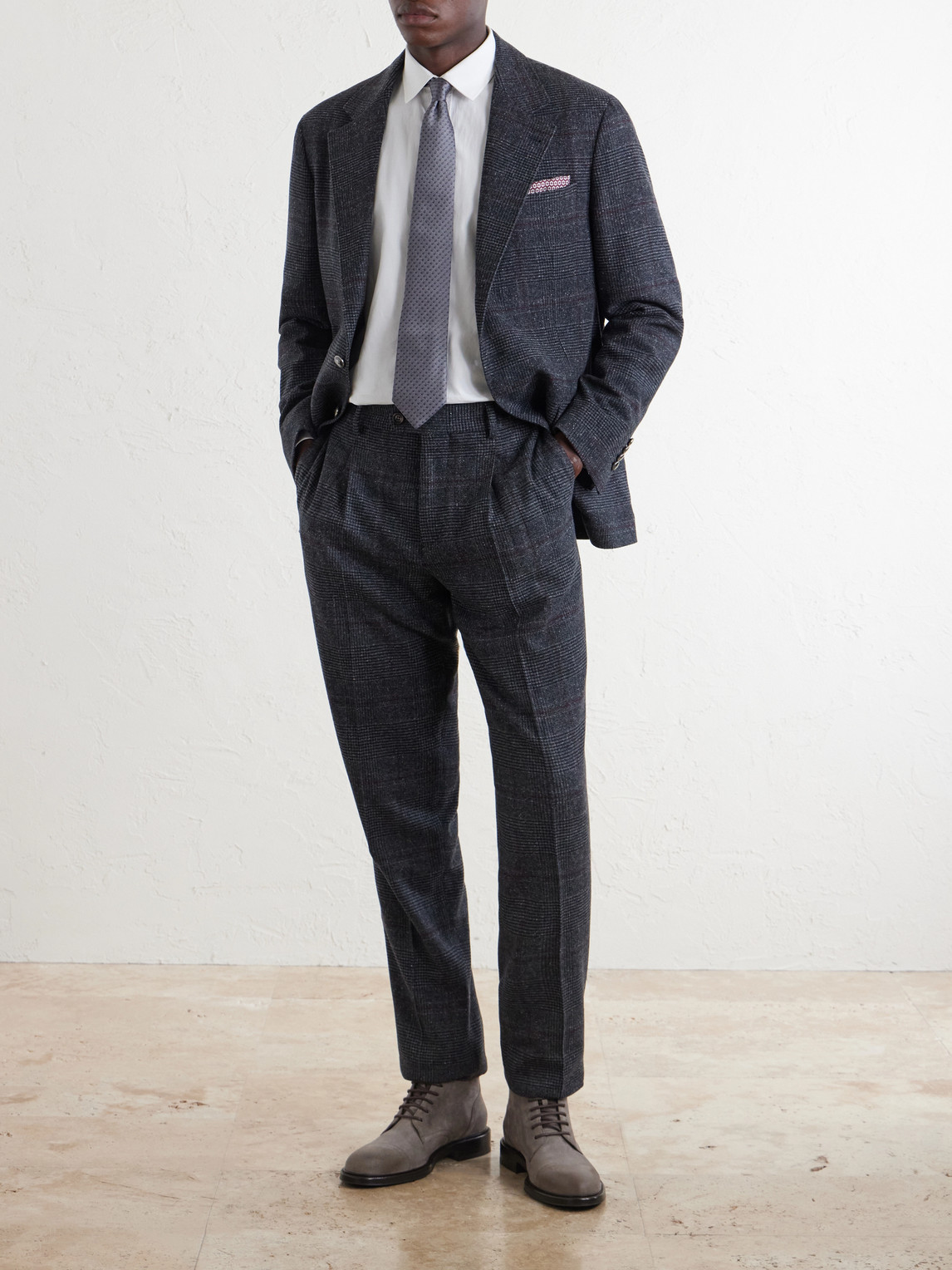 Lesire Straight-Leg Pleated Checked Silk, Wool And Cashmere-Blend Suit Trousers
