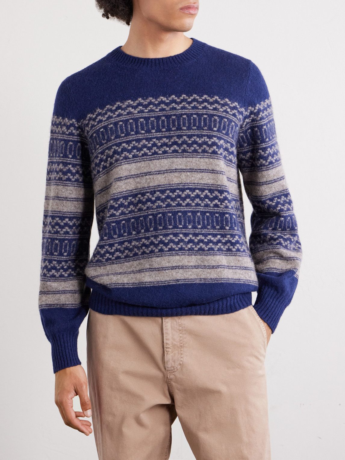 Fair Isle Brushed-Knit Alpaca-Blend Sweater