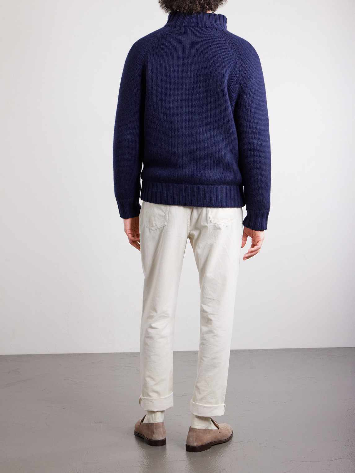 Cashmere Zip-Up Down Cardigan