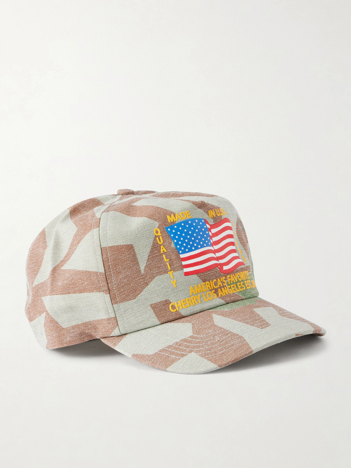 Cherry Los Angeles America's Favorite Logo-embroidered Printed Cotton Cap In Brown