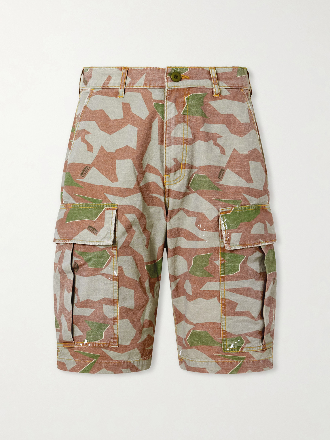 Cherry Los Angeles Wide-leg Camouflage-print Shorts In Brown