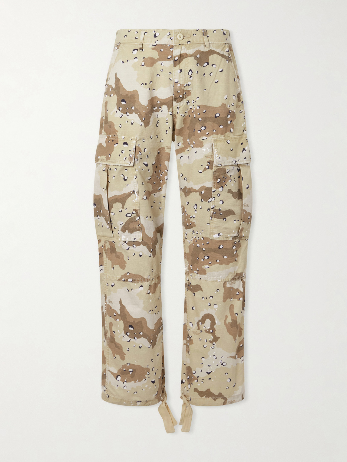 Cherry Los Angeles Wide-leg Camouflage-print Cotton Trousers In Neutral