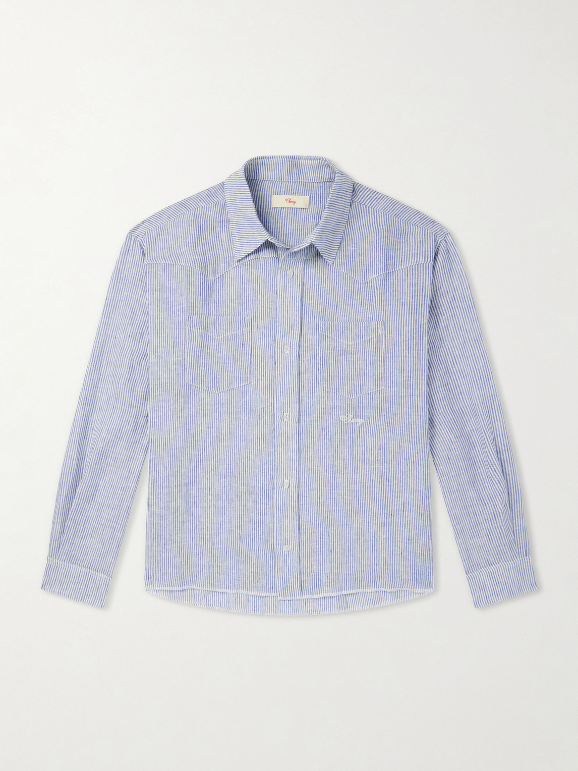 Cherry Los Angeles Striped Linen Western Shirt In Blue