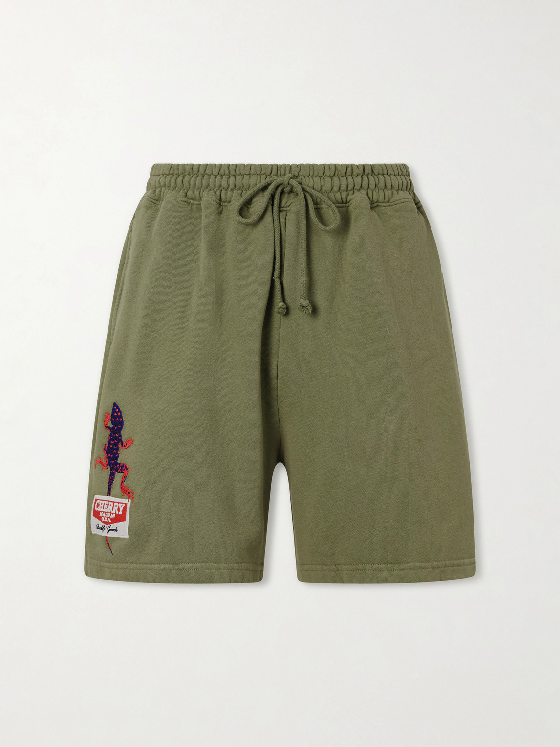 Cherry Los Angeles Logo-embroidered Cotton Shorts In Green