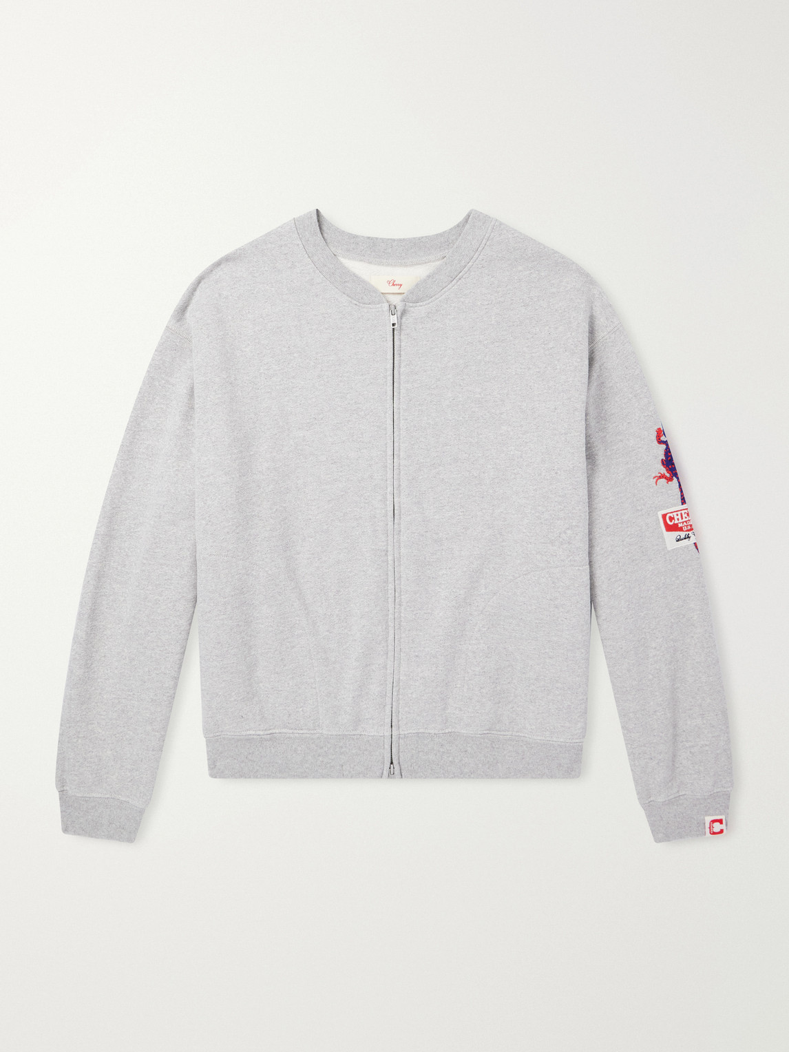 Cherry Los Angeles Logo-embroidered Cotton-jersey Zip-up Sweatshirt In Gray