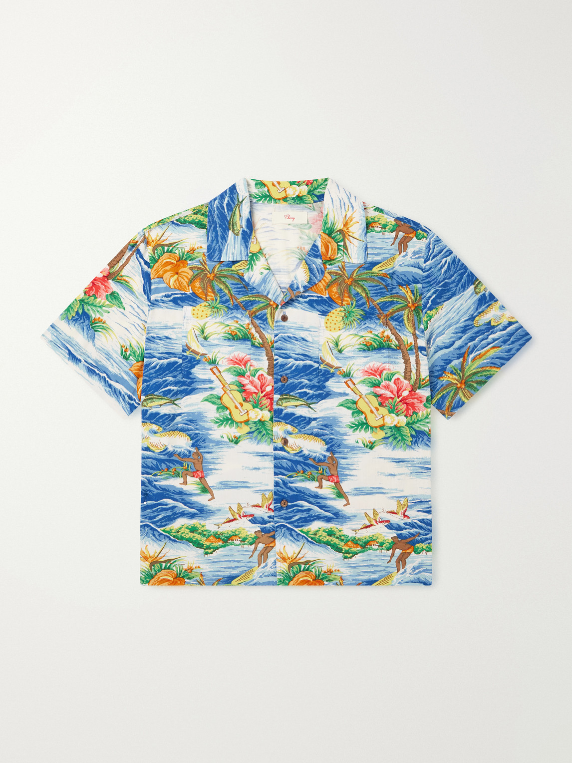 Cherry Los Angeles Camp-collar Logo-printed Poplin Shirt In Multi
