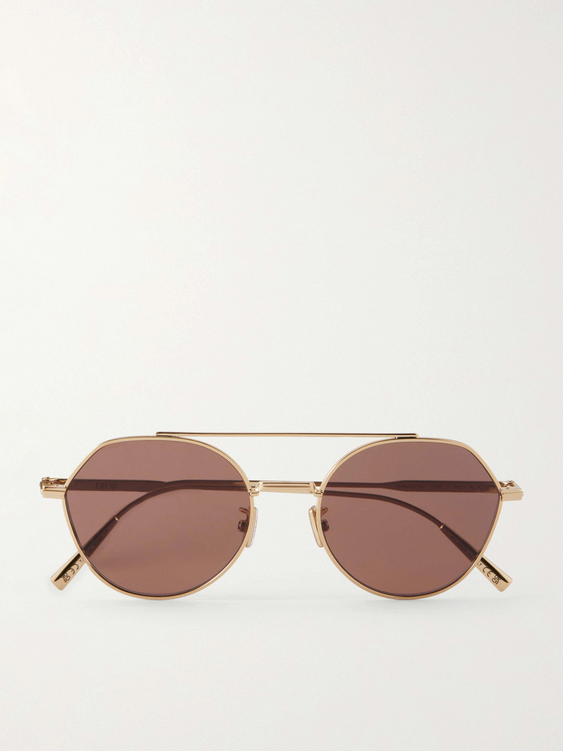 Dior Blacksuit R6u Aviator-style Gold-tone Sunglasses In Brown