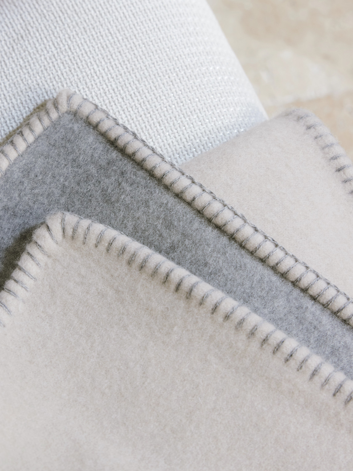 Brunello Cucinelli Striped Cashmere Throw In Neutrals