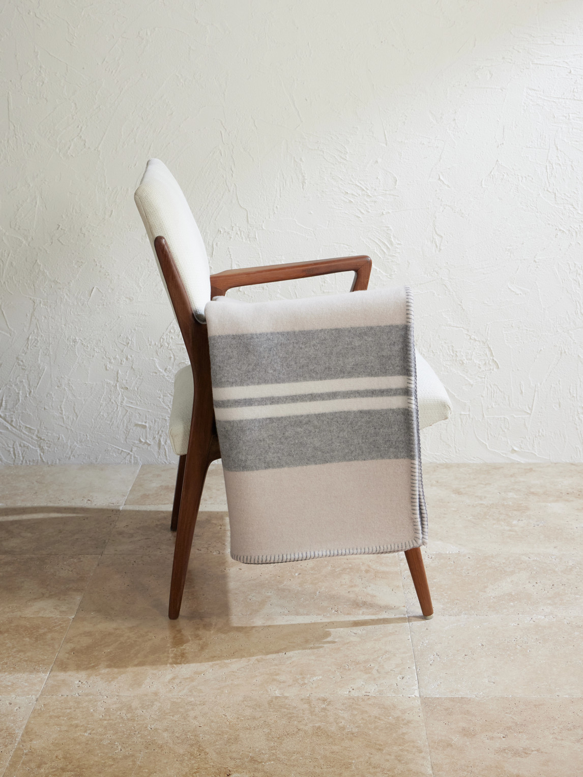 Brunello Cucinelli Striped Cashmere Throw In Neutrals