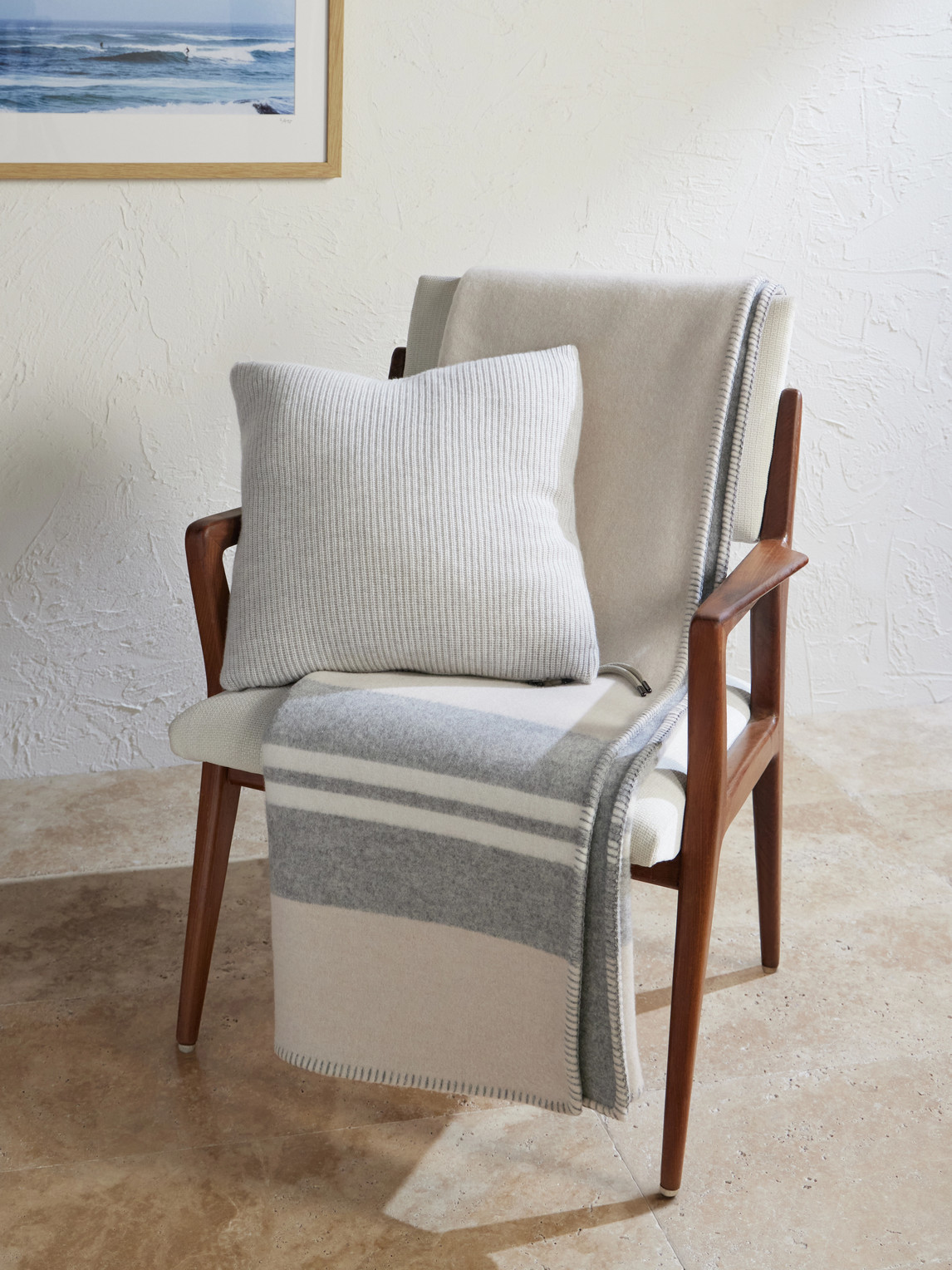 Brunello Cucinelli Striped Cashmere Throw In Neutrals