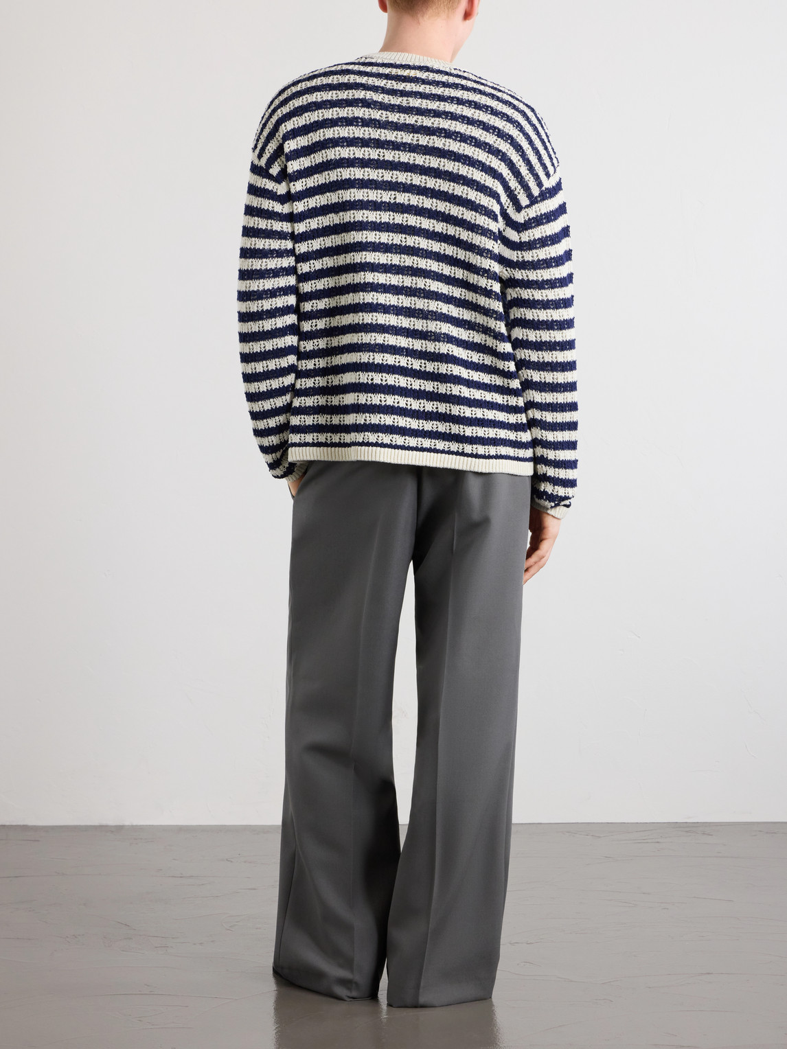 Aimé Leon Dore - Eyelet Striped Open-Knit Cotton Sweater