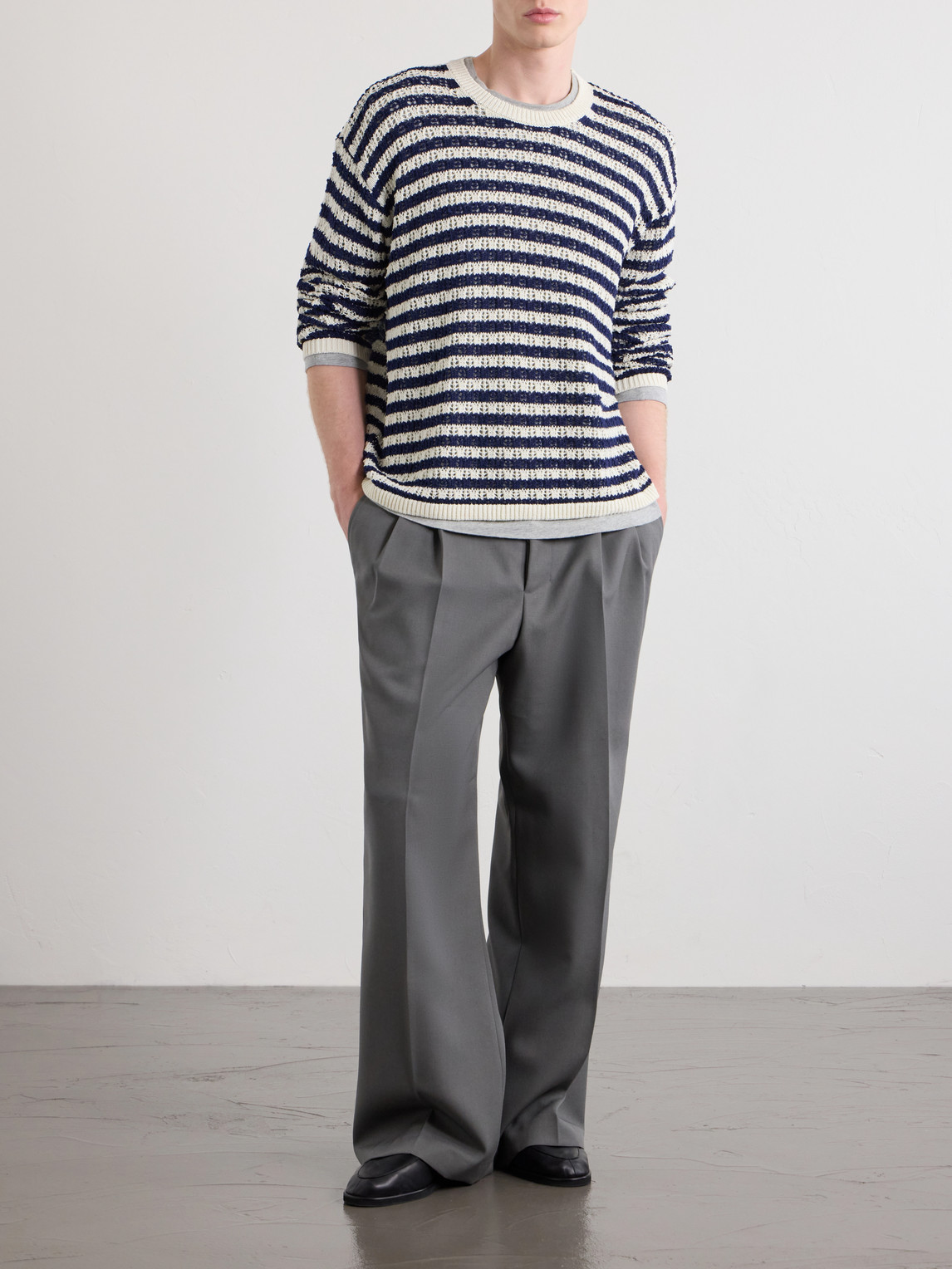 Aimé Leon Dore - Eyelet Striped Open-Knit Cotton Sweater