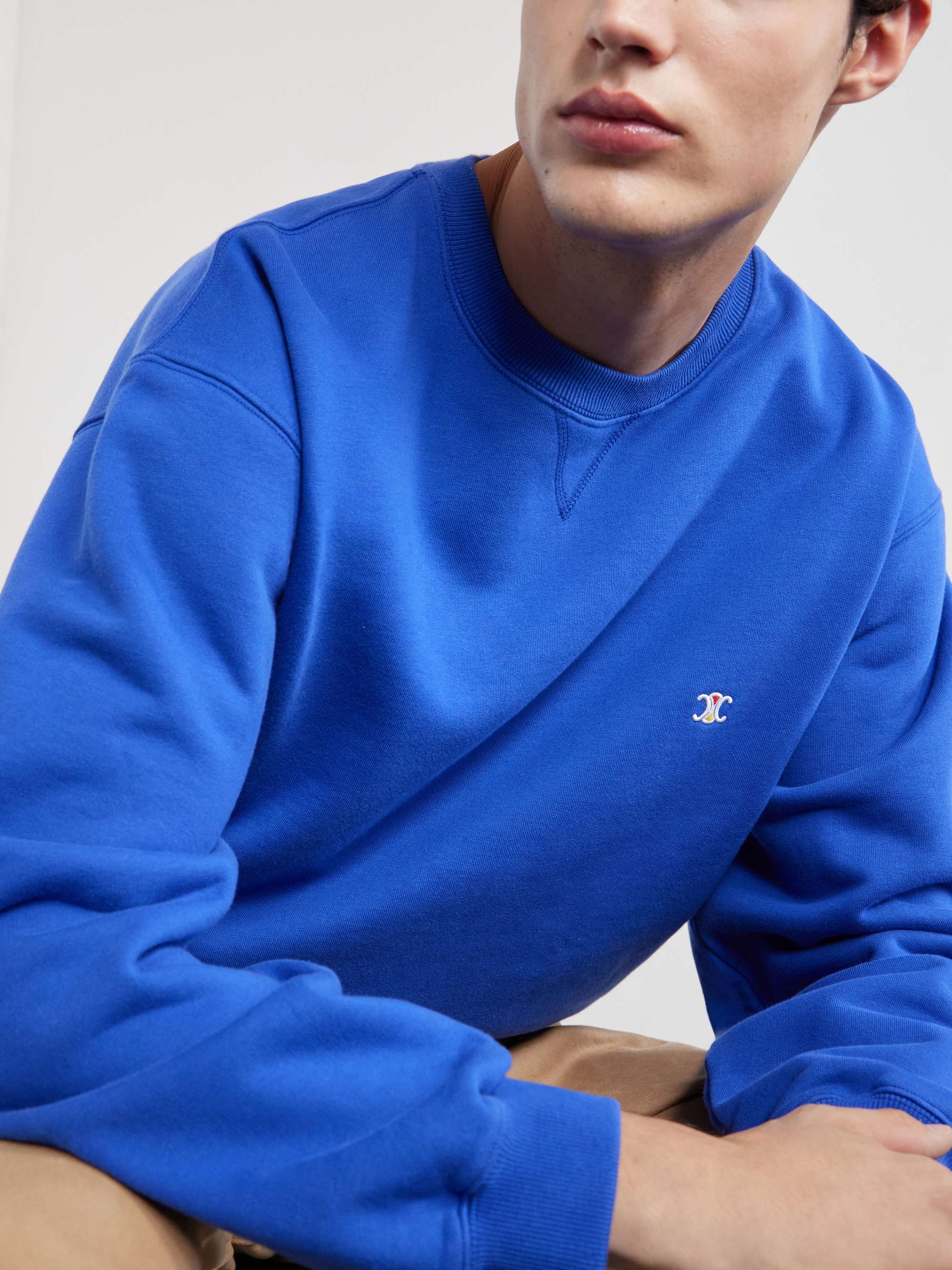 CELINE Triomphe-Embroidered Cotton-Fleece Sweatshirt for Men | MR