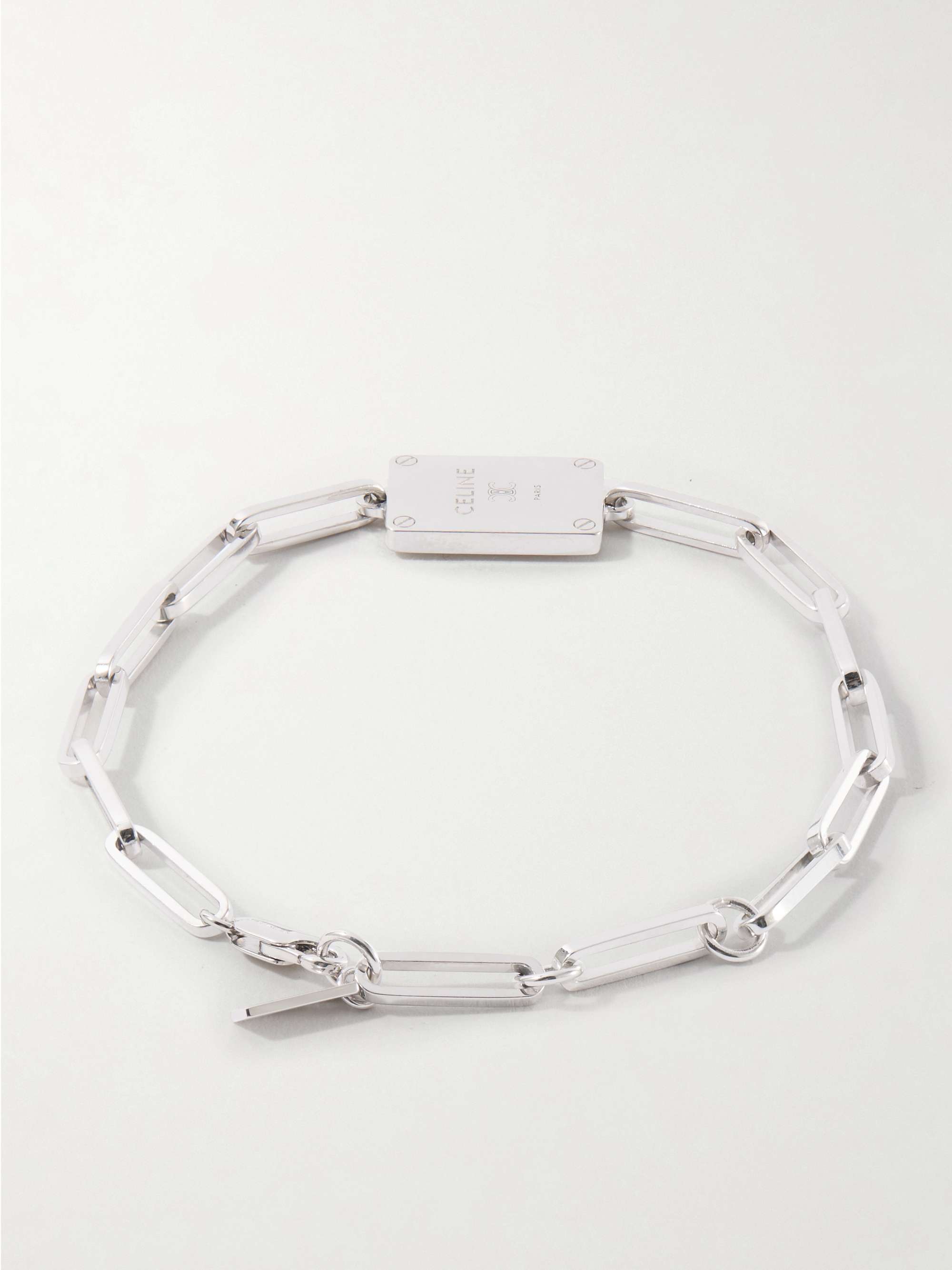 CELINE Silver-Tone, Resin, Onyx and Strass Crystal Bracelet for