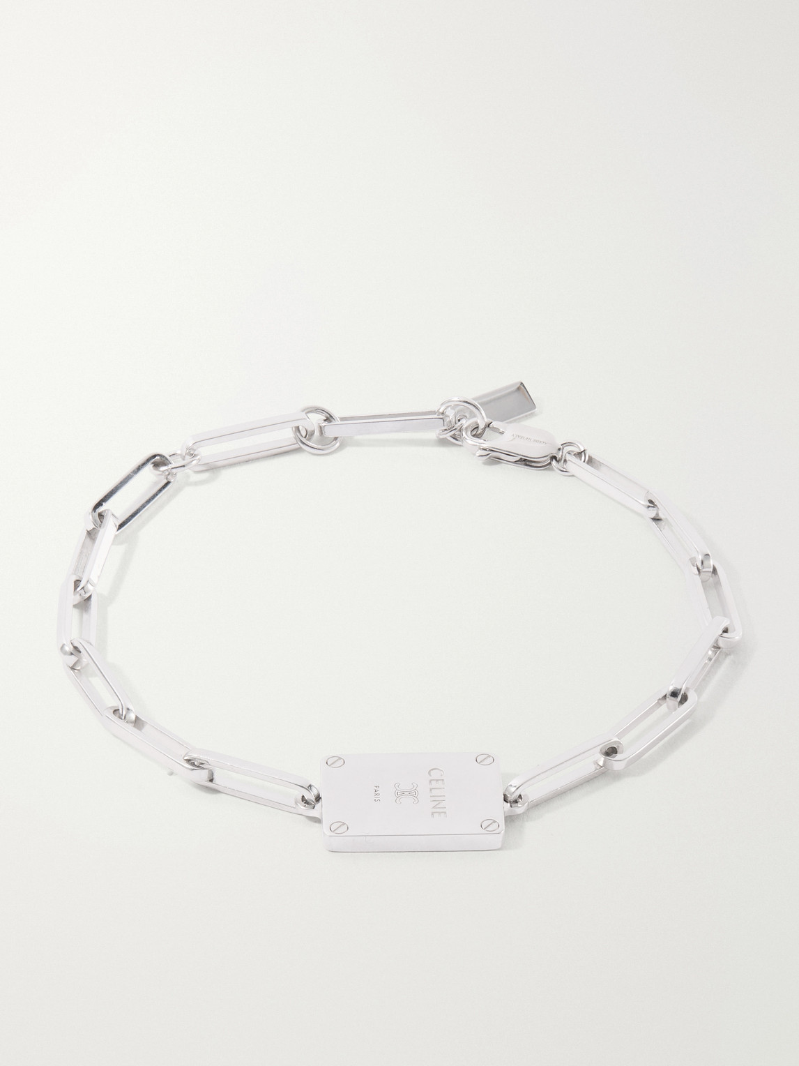 Tag Logo-Embossed Silver-Tone Bracelet