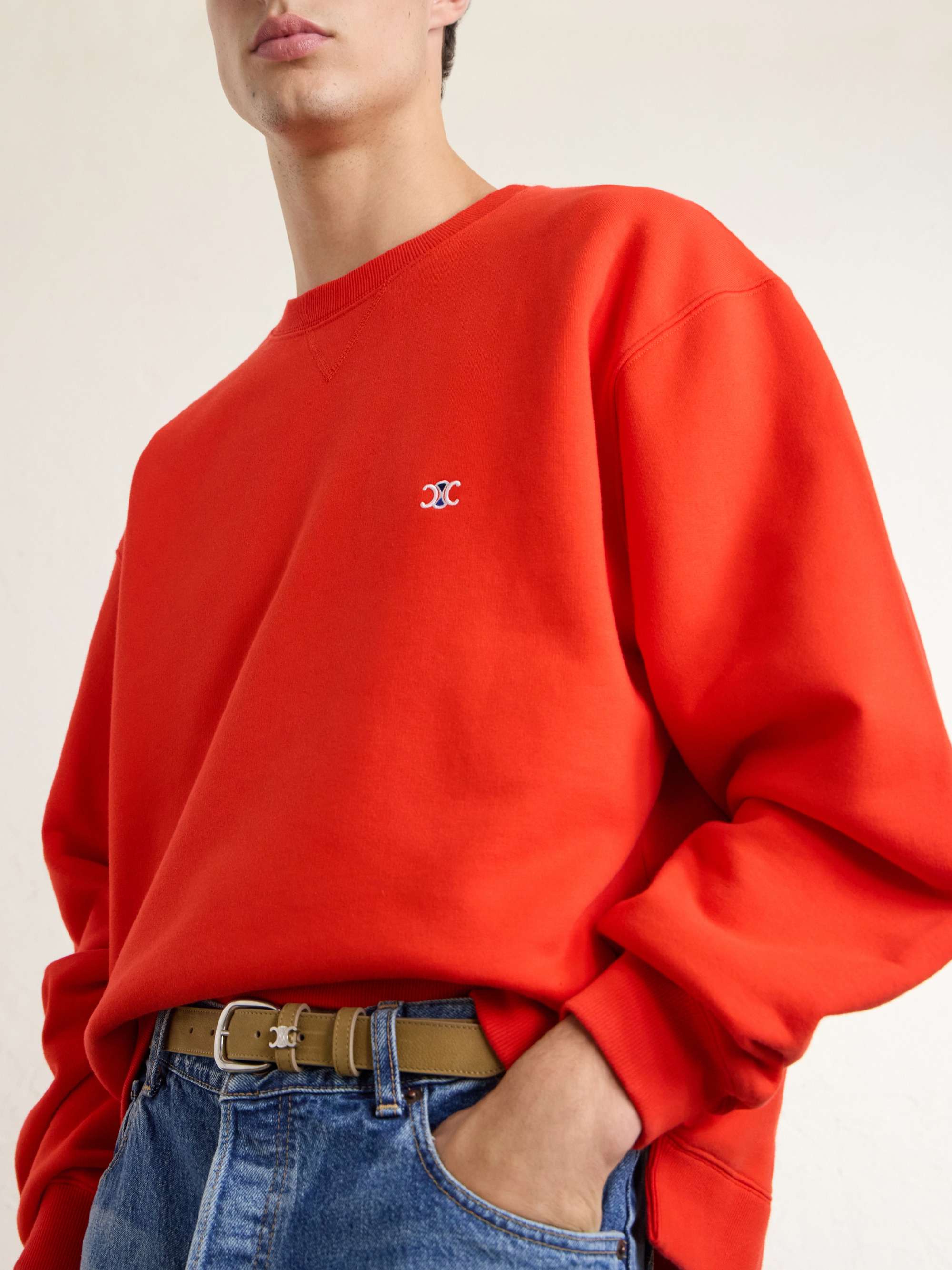 CELINE Triomphe-Embroidered Cotton-Jersey Sweatshirt for Men | MR