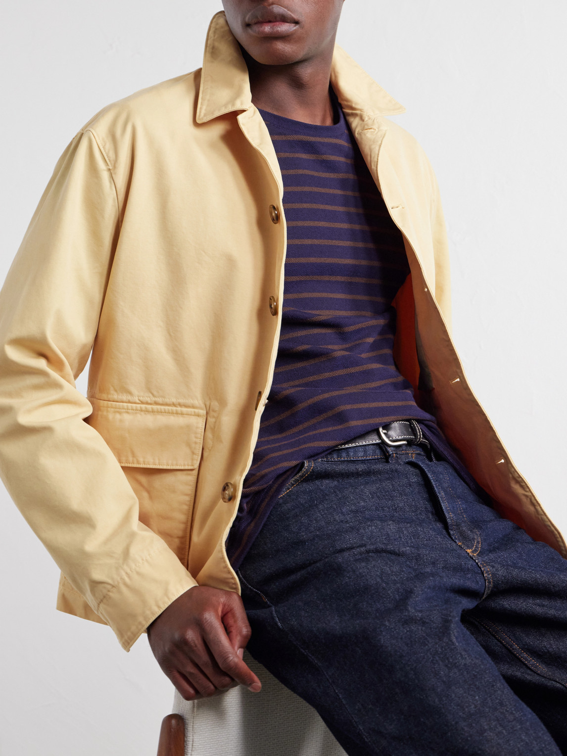 Mr P. - Striped Cotton-Piqué T-Shirt