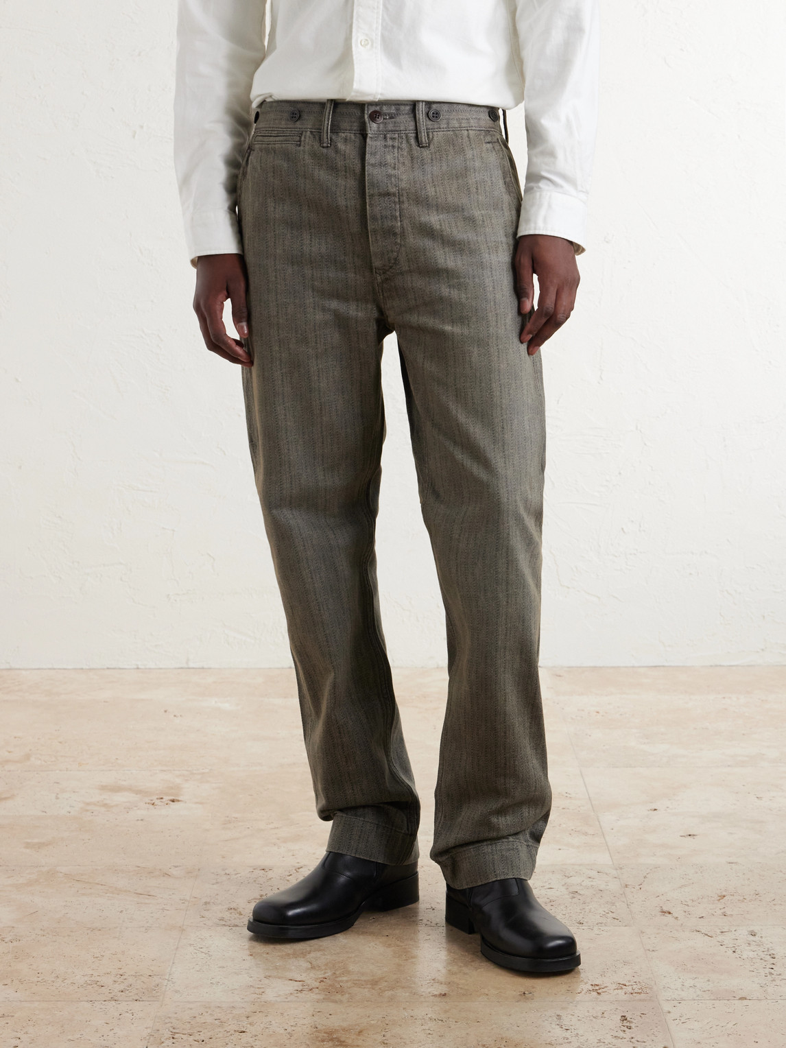 Stanton Straight-Leg Striped Cotton-Twill Trousers