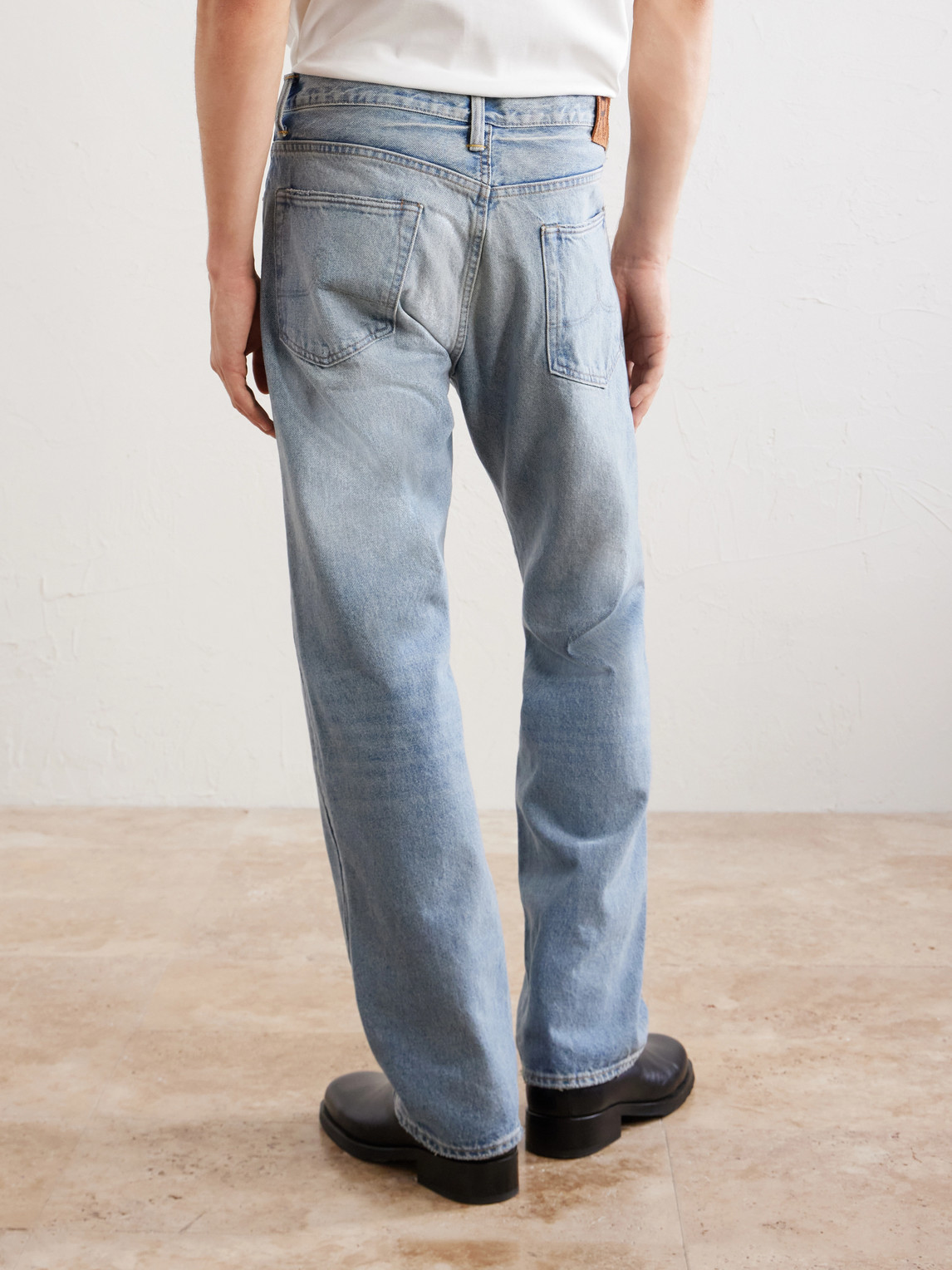 Straight-Leg Logo-Embroidered Distressed Jeans