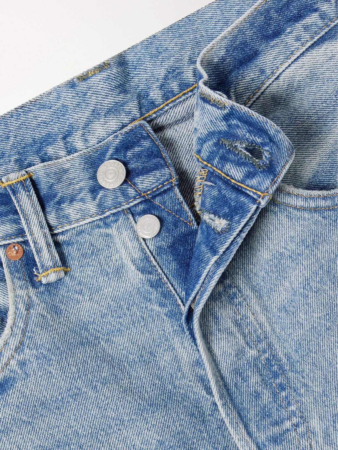 Straight-Leg Logo-Embroidered Distressed Jeans