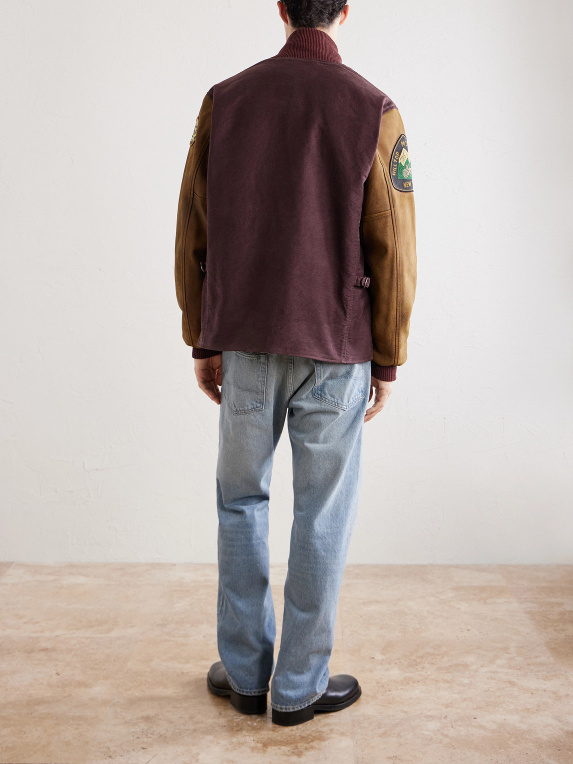 Logo-Embroidered Cotton-Corduroy And Leather Bomber Jacket