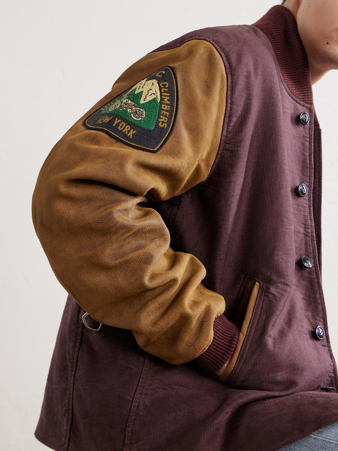 Logo-Embroidered Cotton-Corduroy And Leather Bomber Jacket