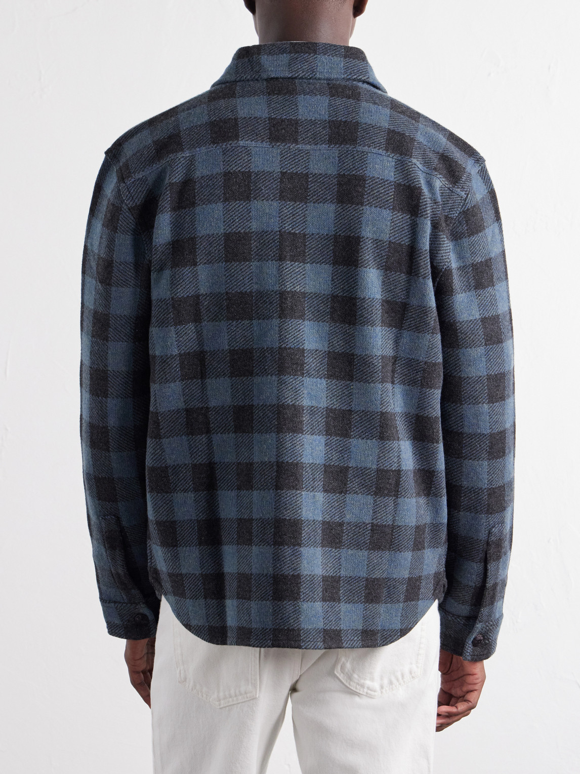 Checked Wool-Matlock Overshirt