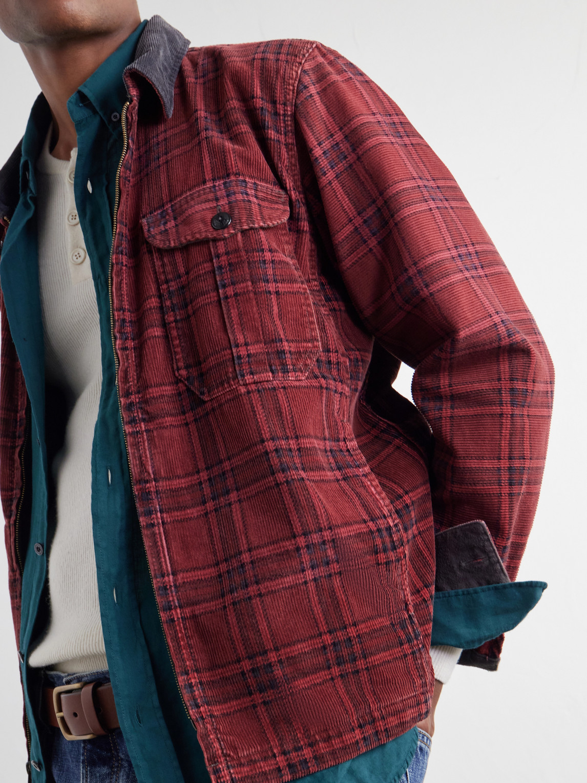 Checked Cotton-Corduroy Overshirt