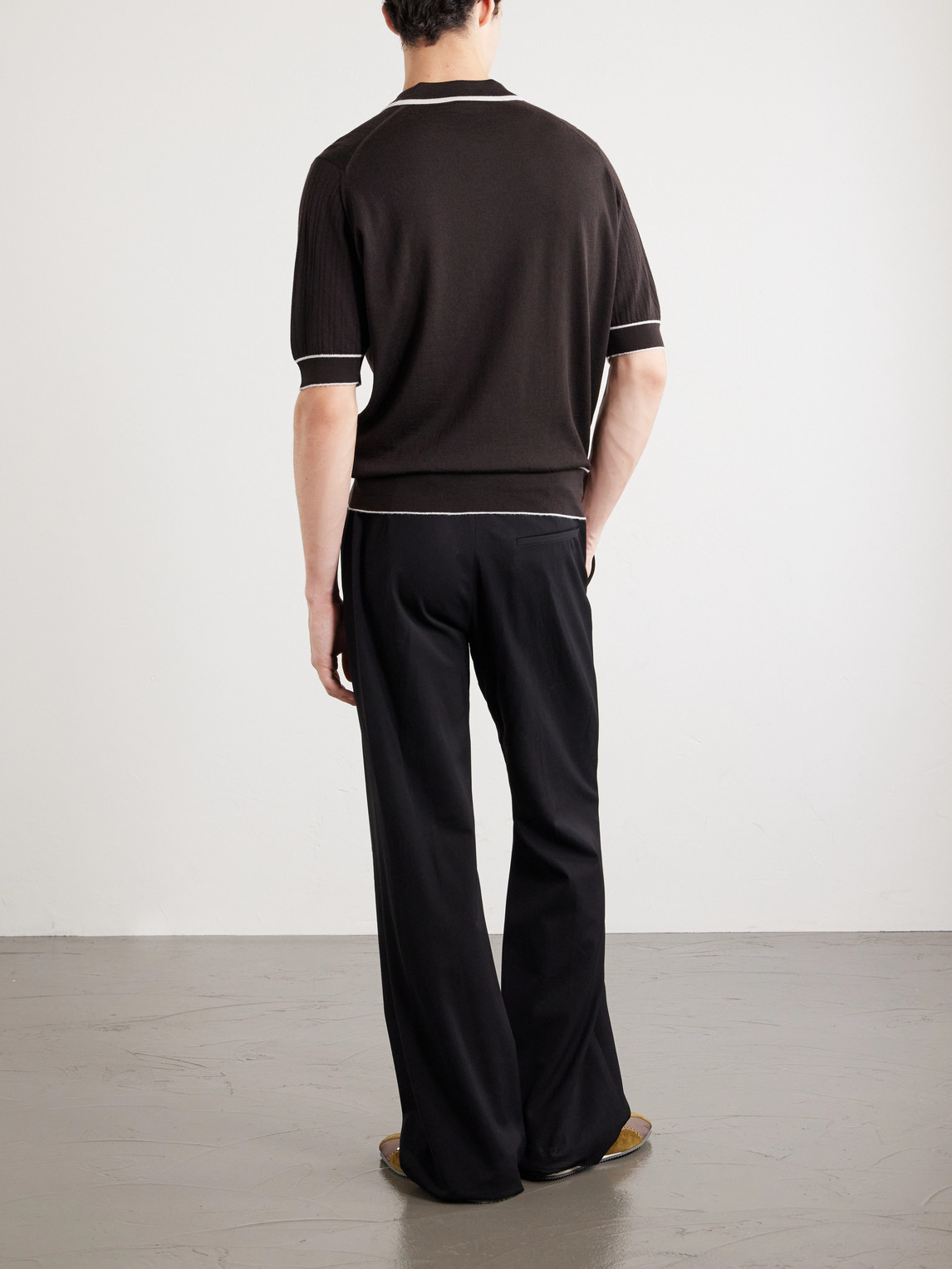 Blessings Logo-Embroidered Merino Wool Polo Shirt