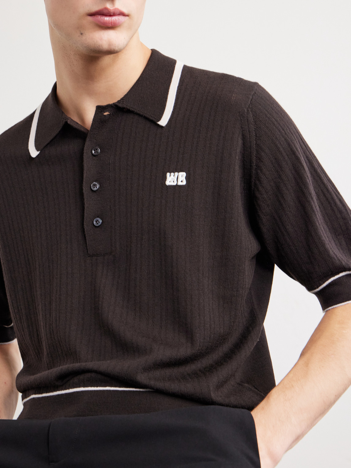 Blessings Logo-Embroidered Merino Wool Polo Shirt