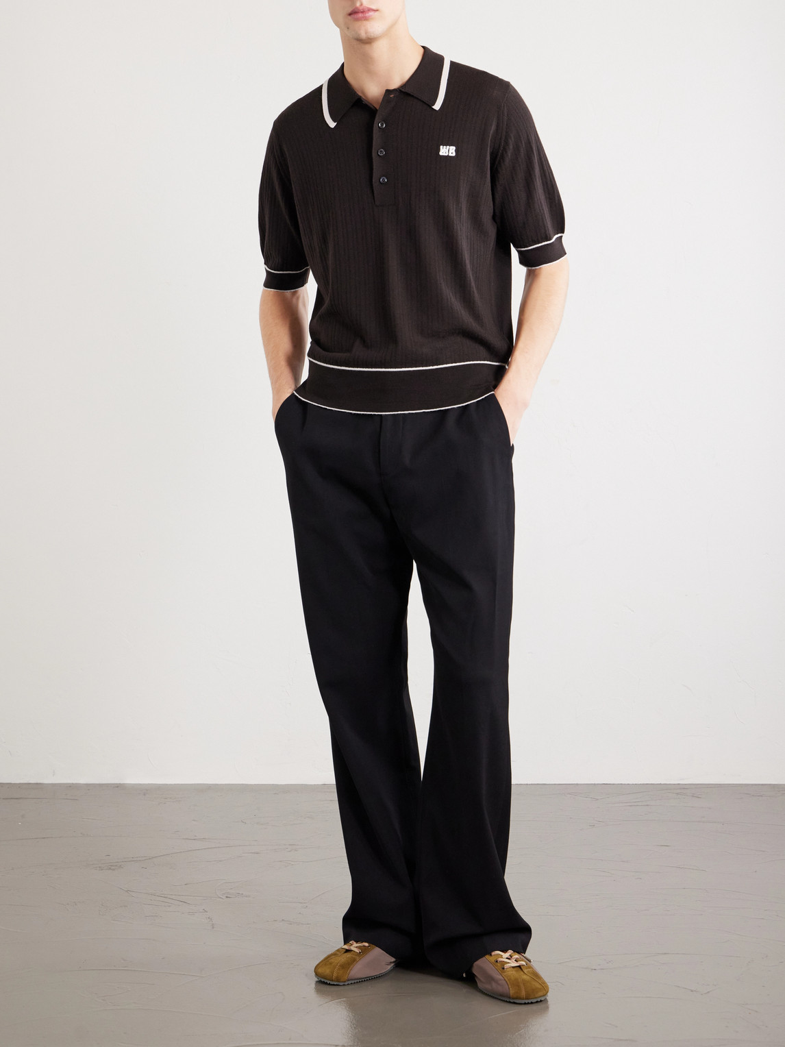 Blessings Logo-Embroidered Merino Wool Polo Shirt