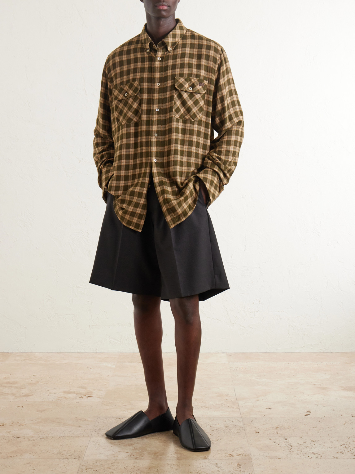 Canopy Button-Down Logo-Embroidered Checked Cotton Shirt
