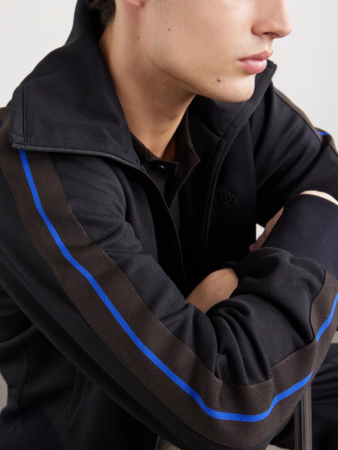 Form Logo-Embroidered Striped Jersey Jacket