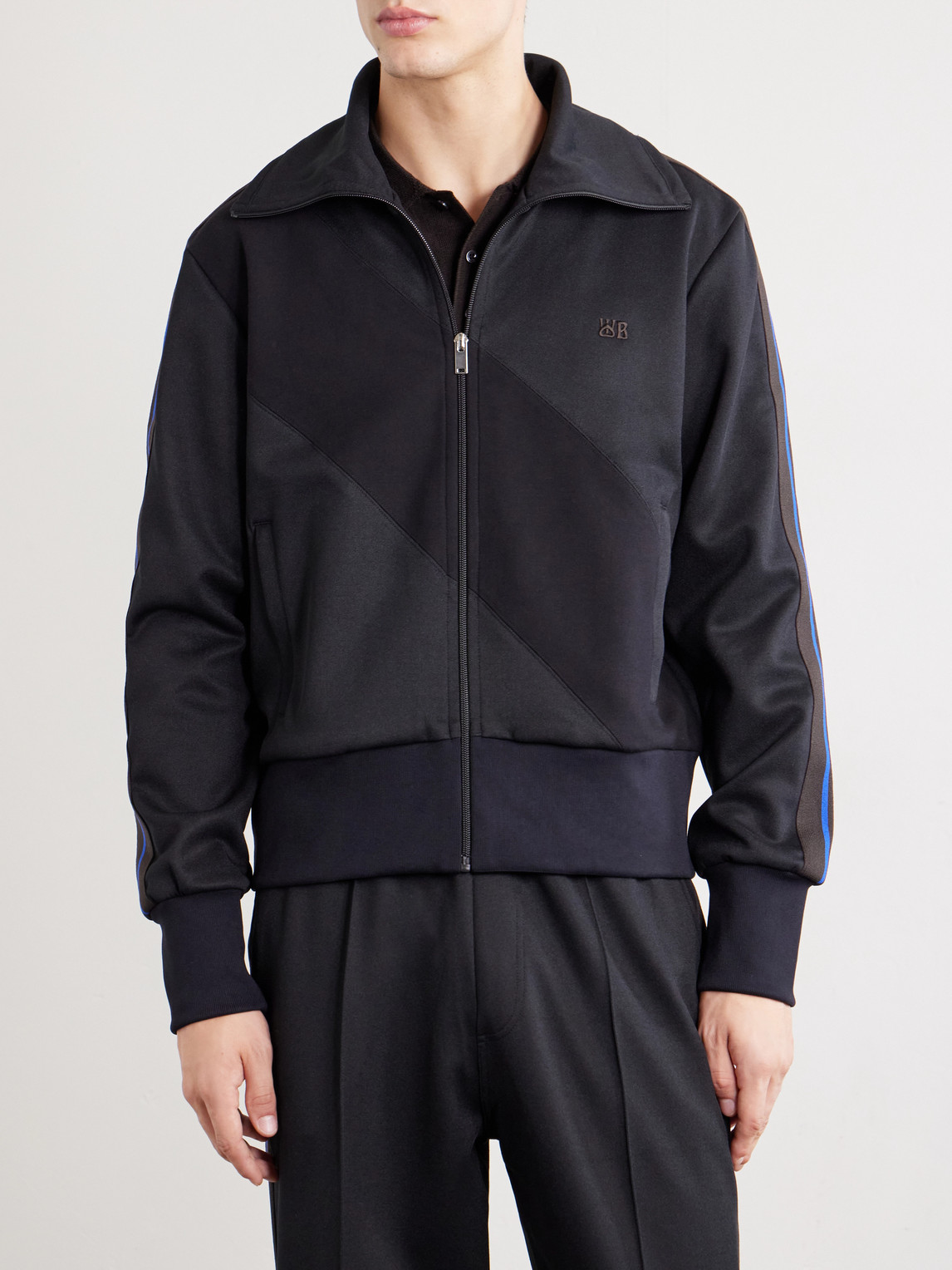 Form Logo-Embroidered Striped Jersey Jacket