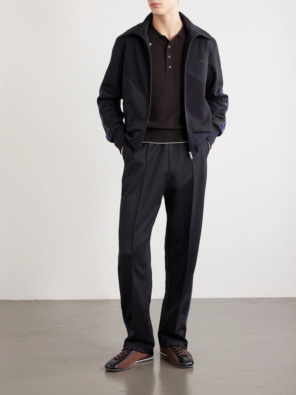 Form Logo-Embroidered Striped Jersey Jacket