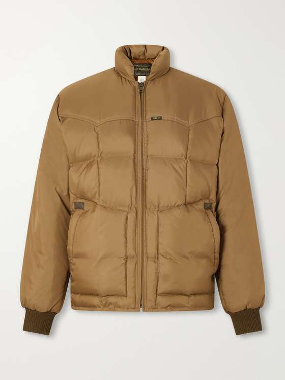 RRL Leather-Trimmed Quilted Shell Padded Bomber Jacket