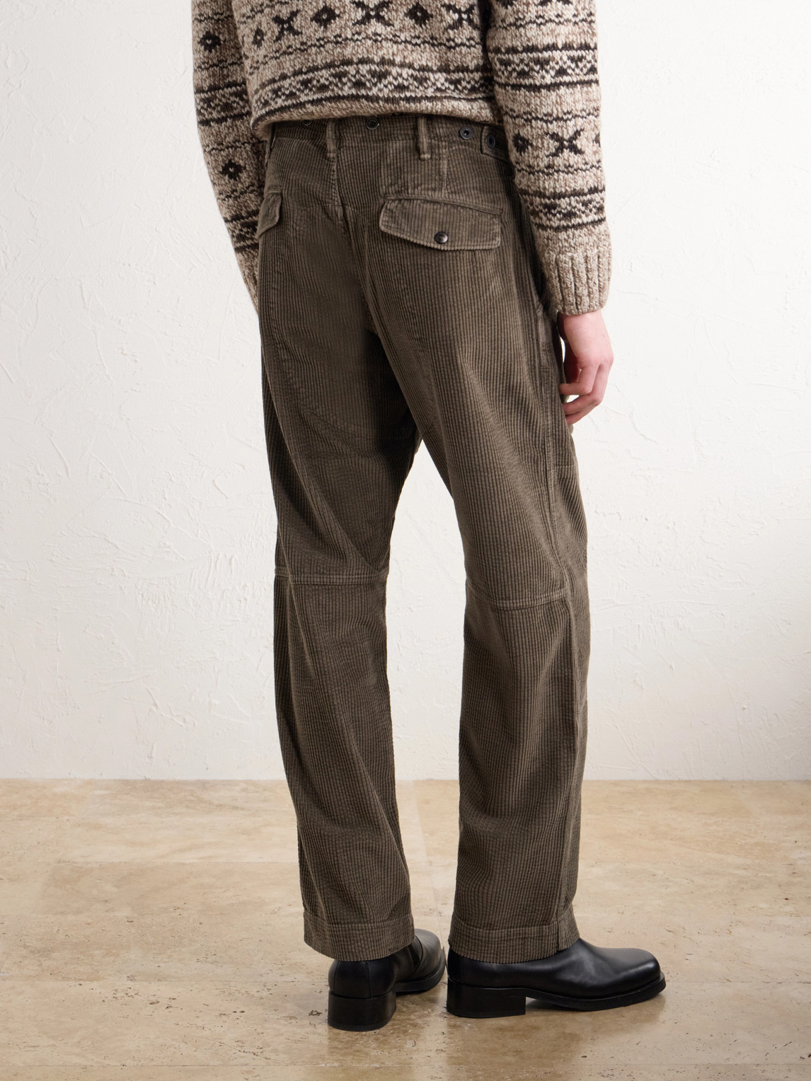 Straight-Leg Distressed Cotton- Corduroy