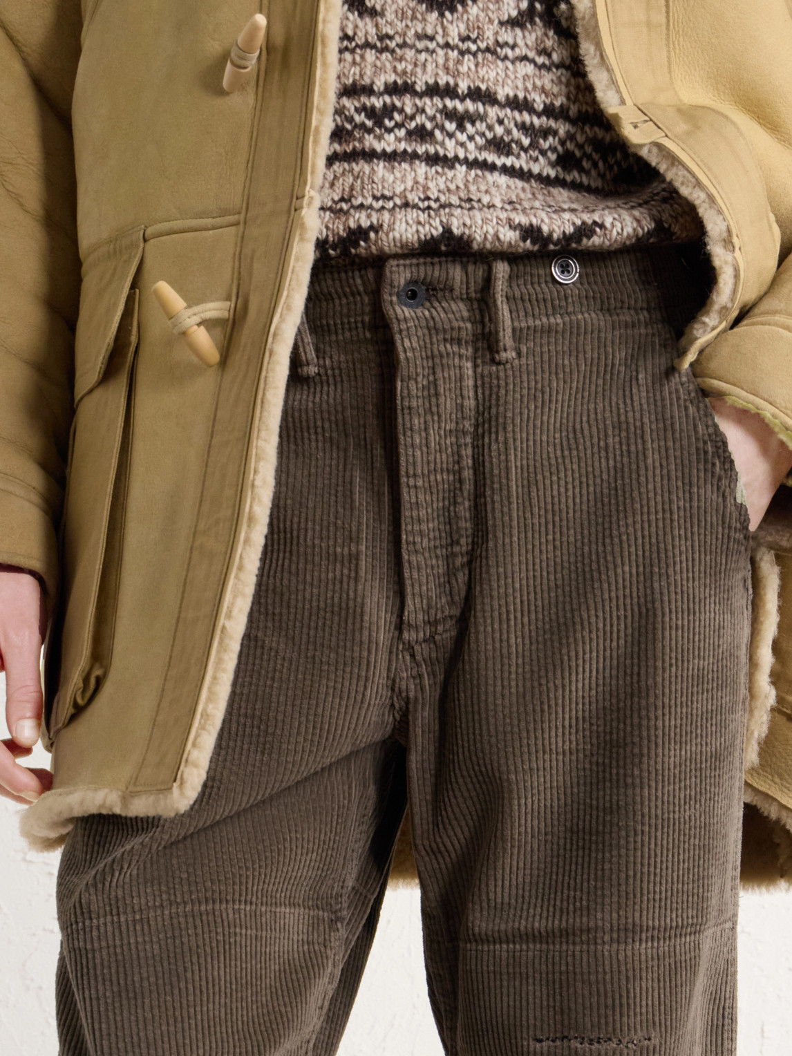 Straight-Leg Distressed Cotton- Corduroy