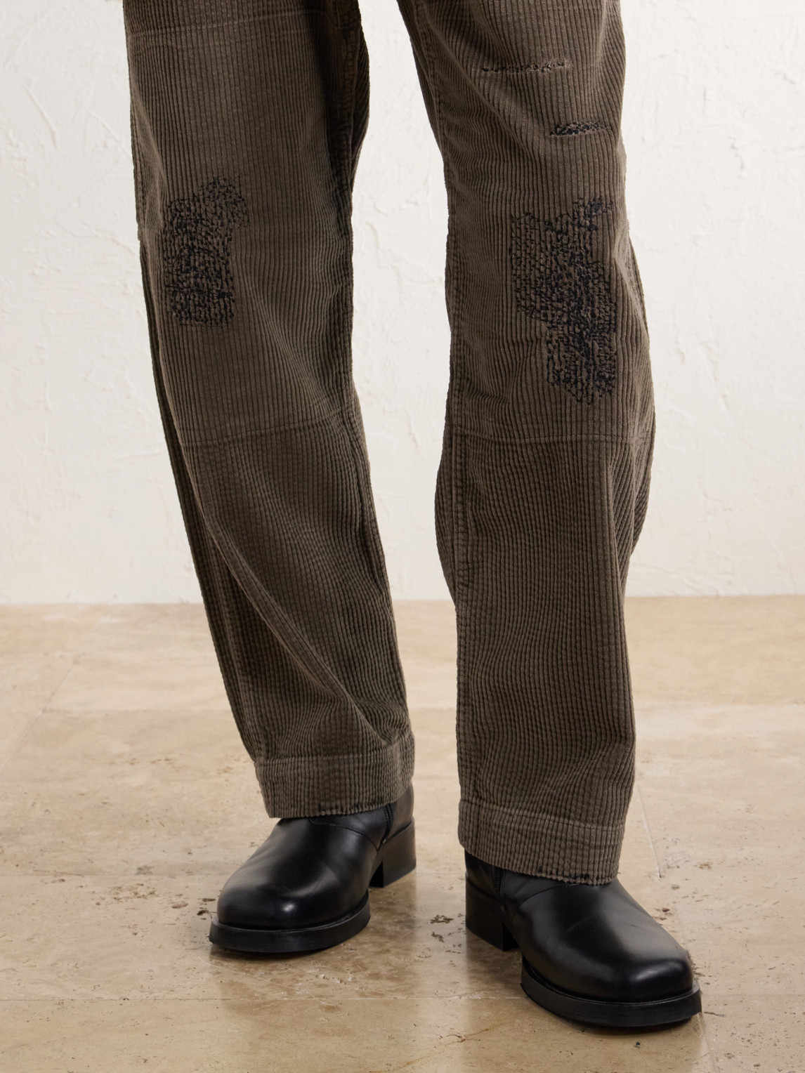 Straight-Leg Distressed Cotton- Corduroy