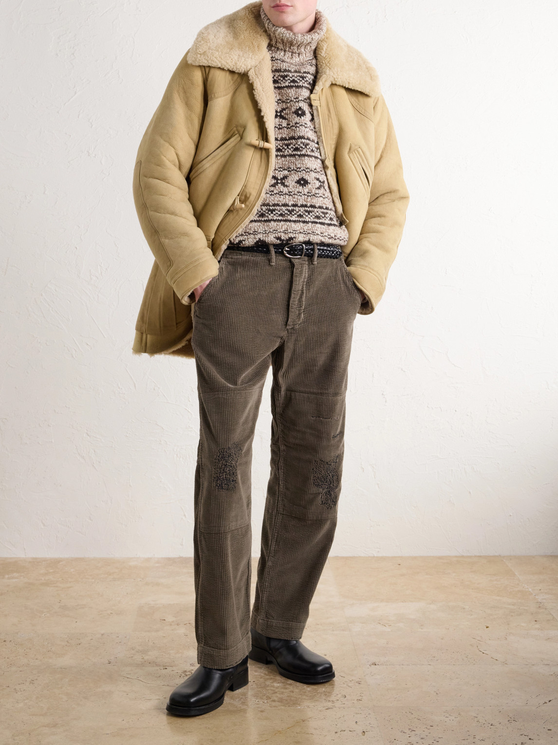 Straight-Leg Distressed Cotton- Corduroy
