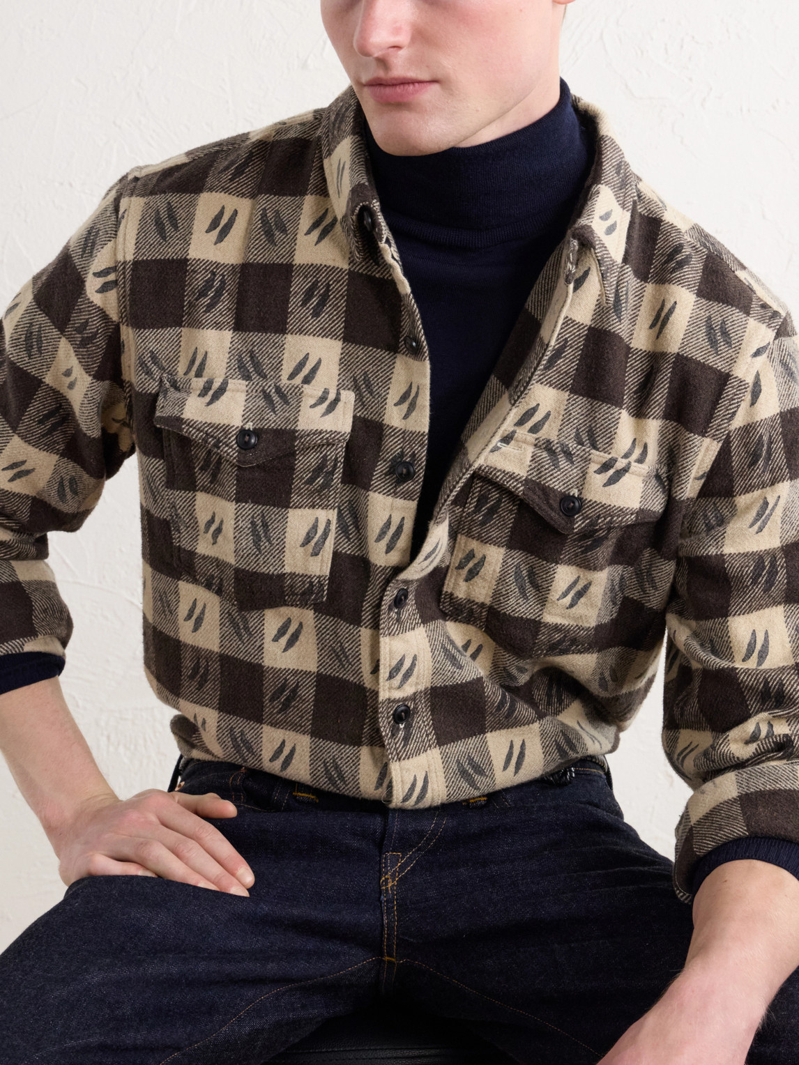Checked Brushed Cotton-Twill Shirt