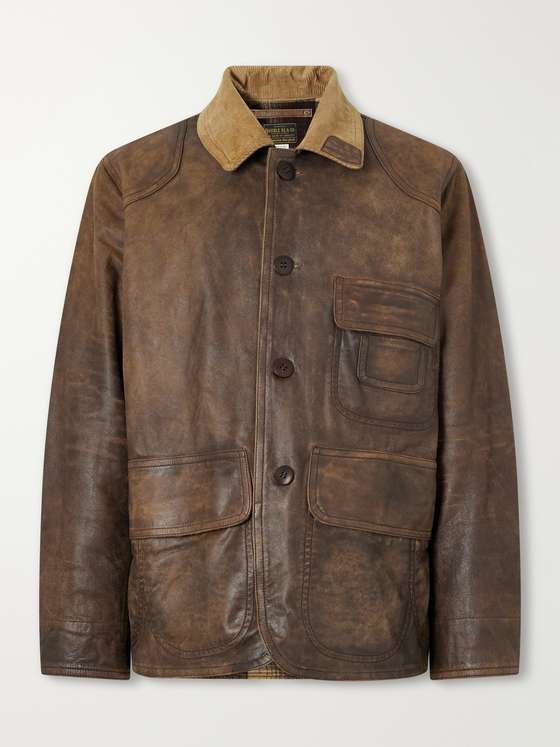 RRL Corduroy-Trimmed Leather Jacket