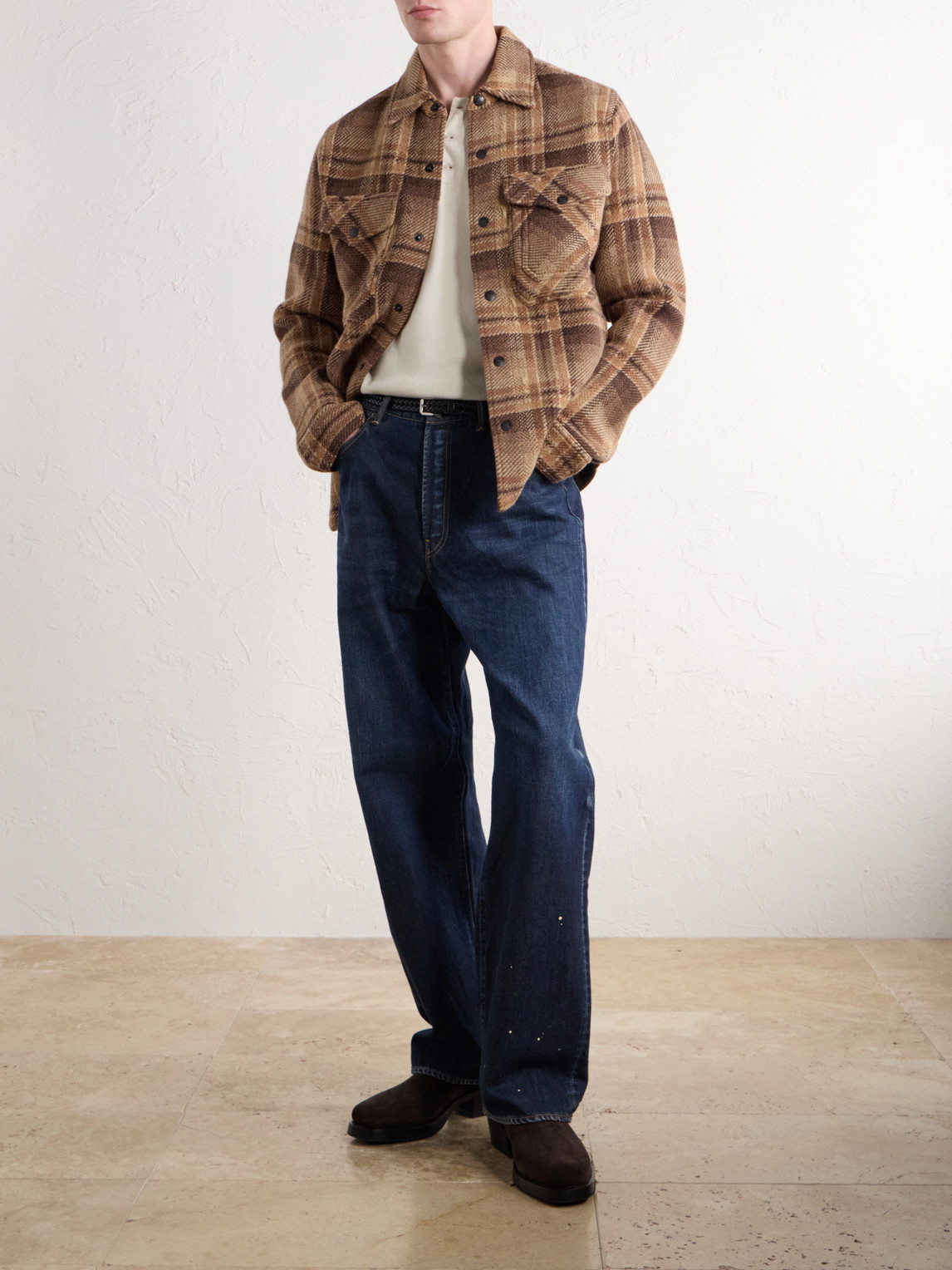 Checked Jacquard-Knit Jacket